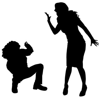 Siluet savunuyor Çift