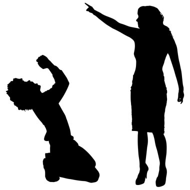 Siluet savunuyor Çift