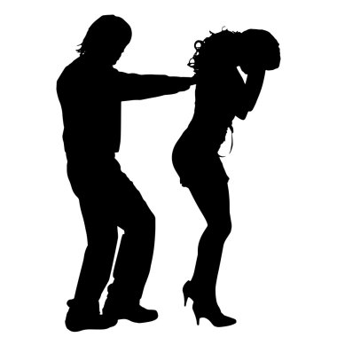 Siluet savunuyor Çift