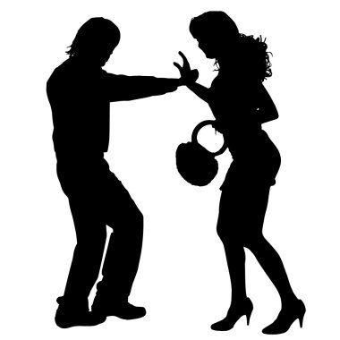 Siluet savunuyor Çift