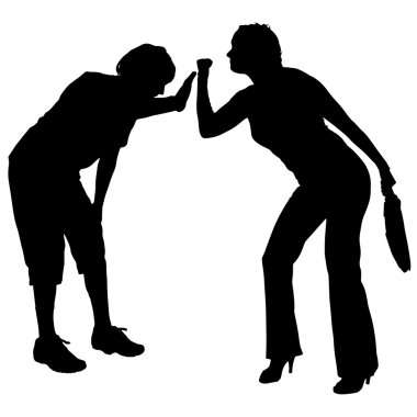 Siluet savunuyor Çift