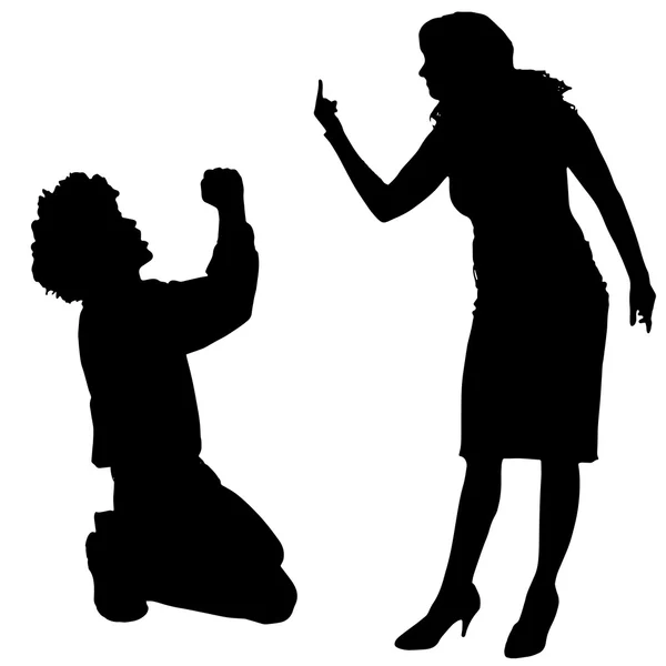 Silhouette de couple qui argumente — Image vectorielle