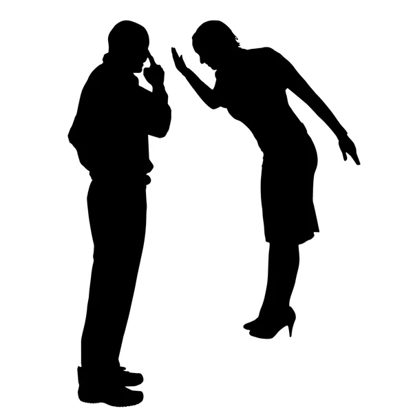 Silhouette de couple qui argumente — Image vectorielle