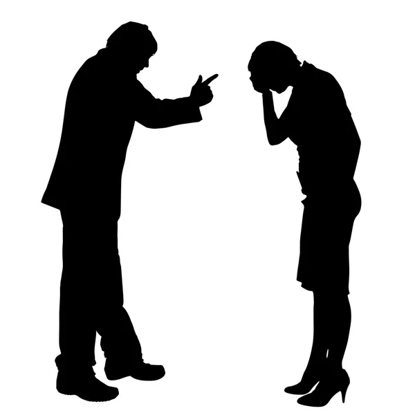 Silhouette de couple qui argumente — Image vectorielle