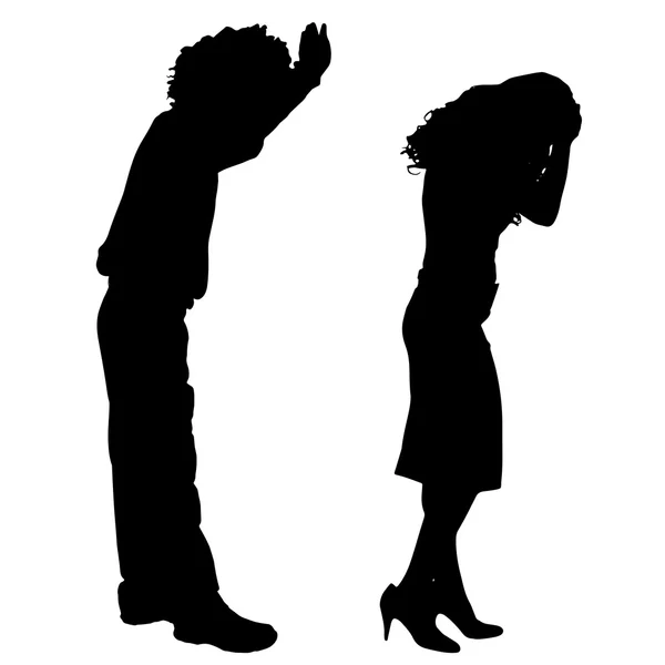 Silhouette de couple qui argumente — Image vectorielle