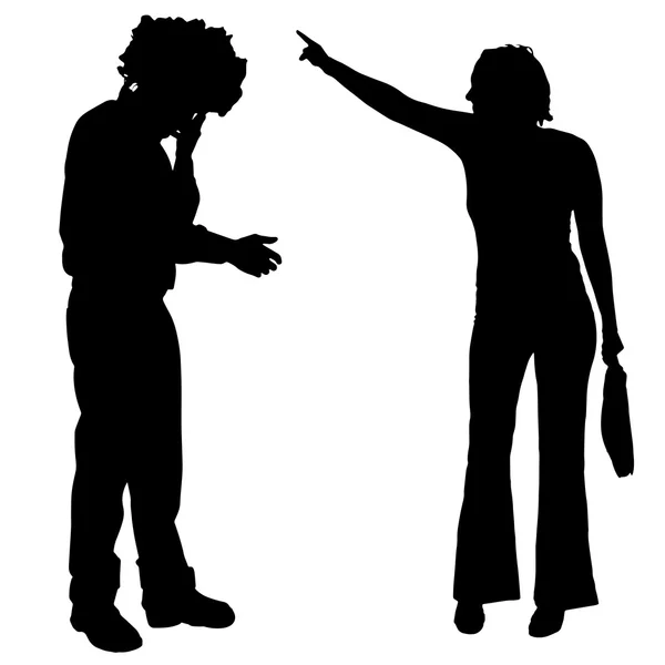 Silhouette de couple qui argumente — Image vectorielle
