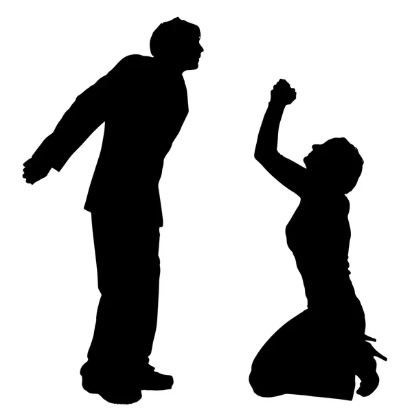 Silhouette of couple who argues — Stock Vector