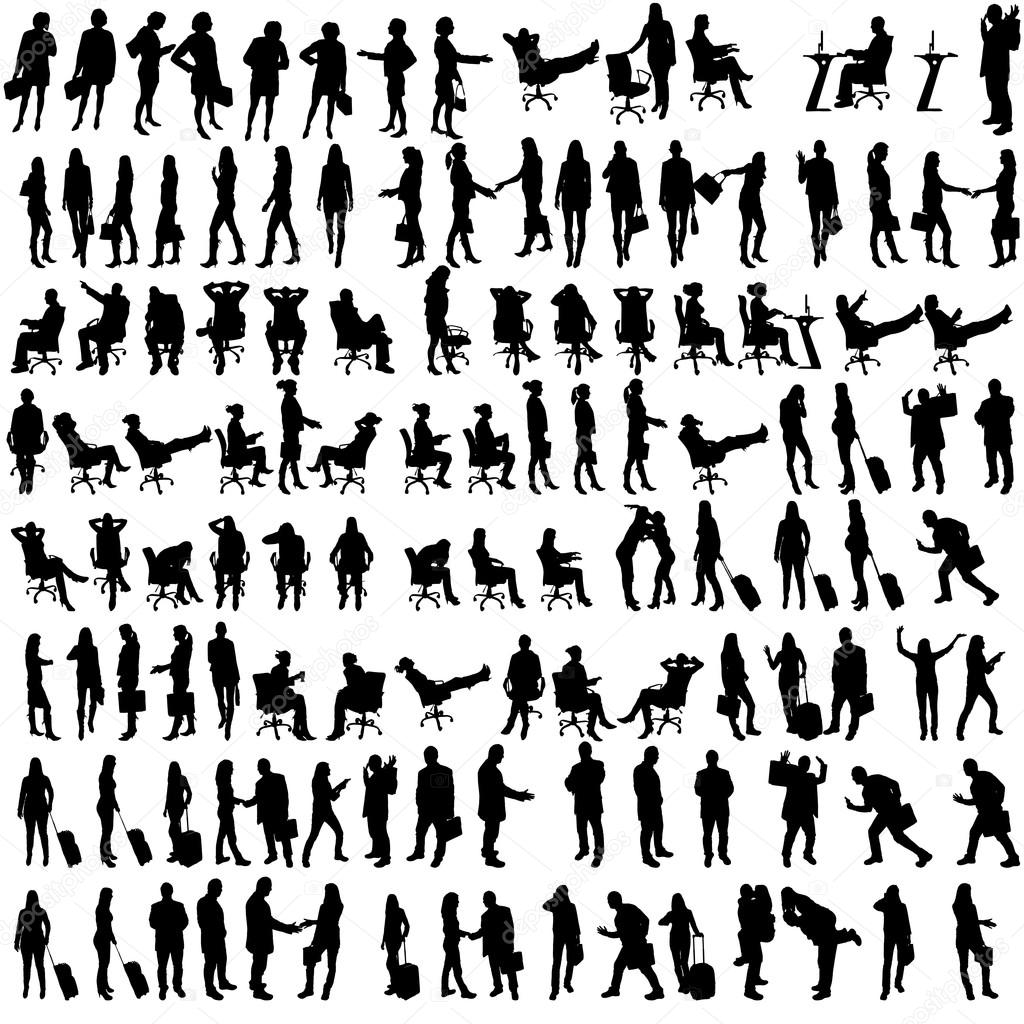 Silhouettes of people in set