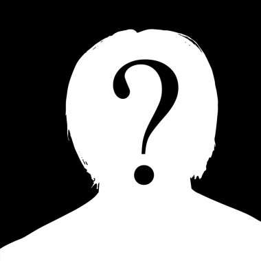 Soru ile bir adam silüeti