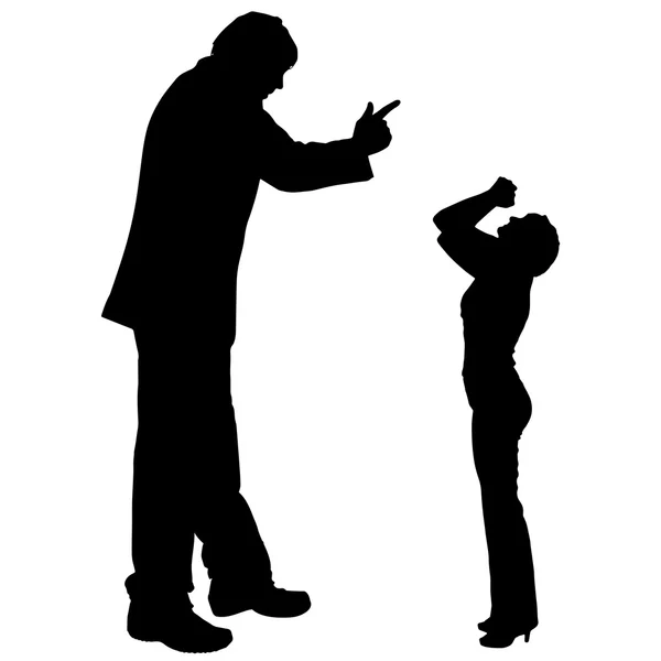 Silhouette de couple qui argumente — Image vectorielle