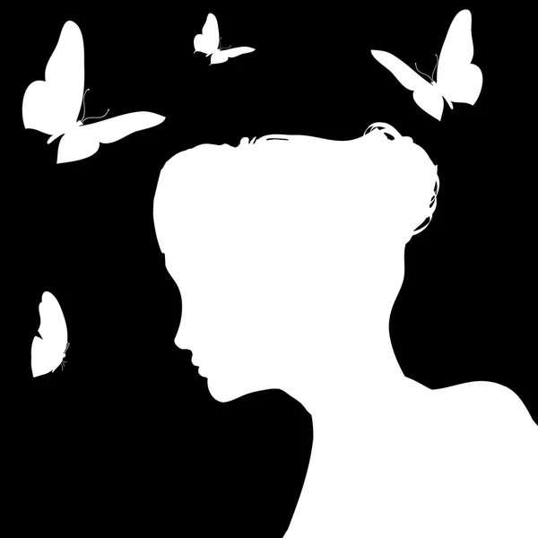 Silhouette of a woman in profile — Stock Vector