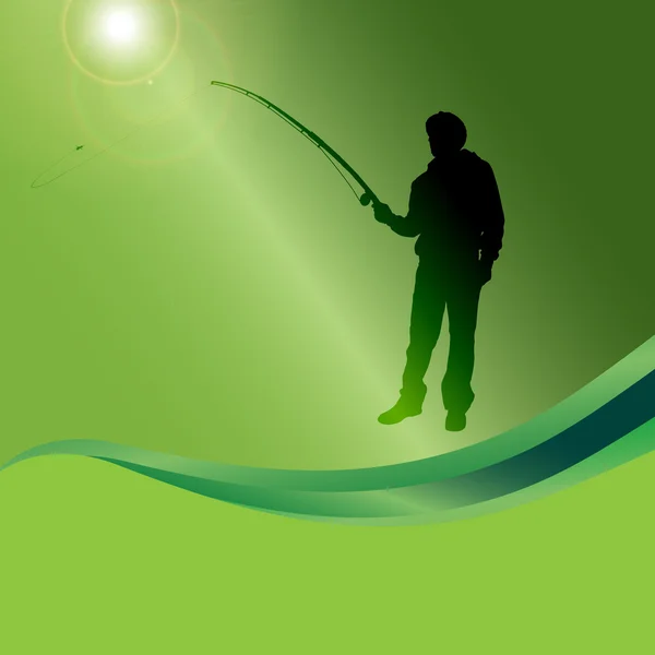 El hombre que pesca . — Vector de stock