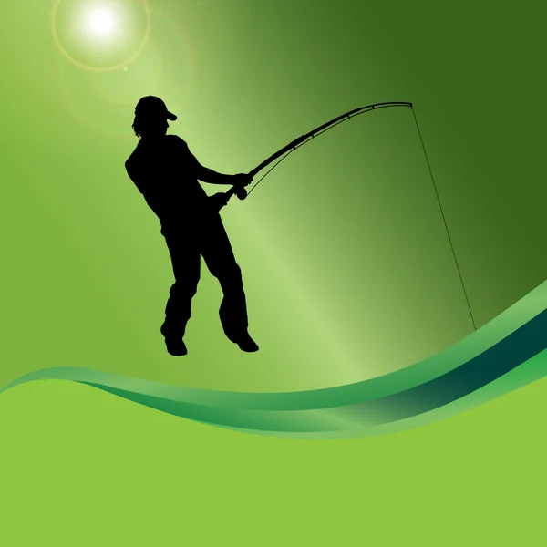 Homme qui pêche . — Image vectorielle
