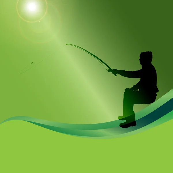 El hombre que pesca . — Vector de stock