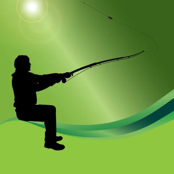 Homme qui pêche . — Image vectorielle