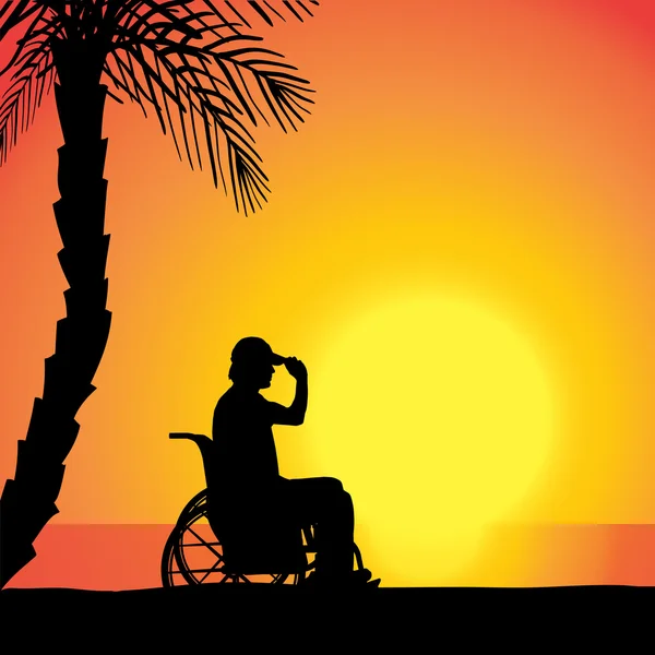 Man who is in wheelchair — Stock Vector