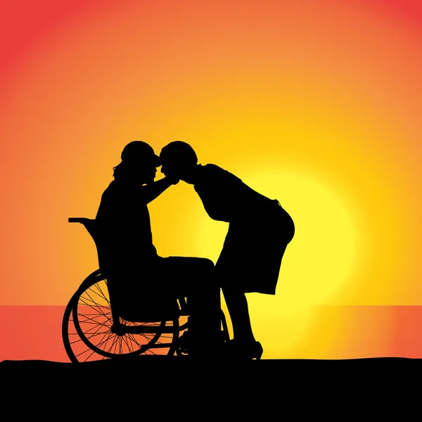 Lidé, kteří jsou v invalidním vozíku. — Stockový vektor