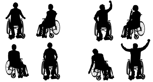 Люди в инвалидных колясках . — стоковый вектор