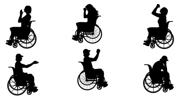 Menschen im Rollstuhl. — Stockvektor