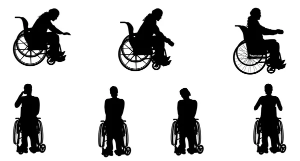 Personnes en fauteuil roulant . — Image vectorielle