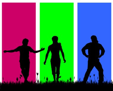 Erkeklerin dans siluetleri