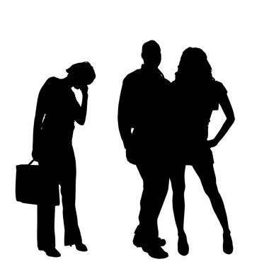 Silhouette of a couple. clipart