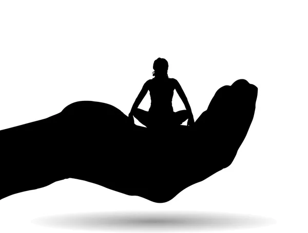 Silhouet van een vrouw op palm — Stockvector