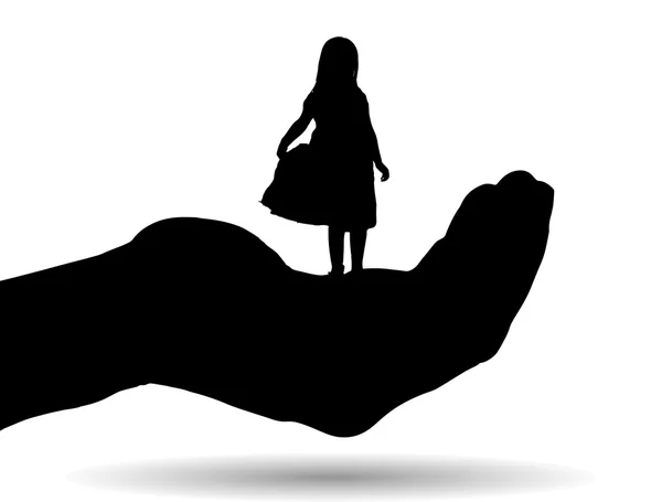 Silhouette of  girl on palm — Stock Vector