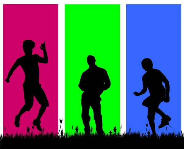 Silhouettes of men who dance — Stock Vector