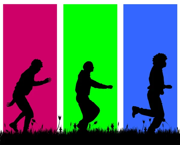 Silhouetten van mannen die dansen — Stockvector