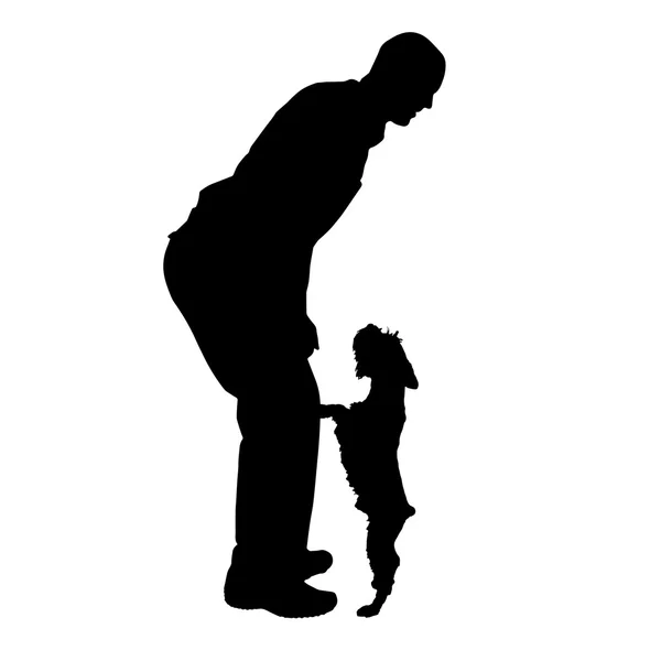 Silhouette d'homme avec un chien . — Image vectorielle