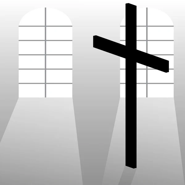 Kirche mit Kreuz. — Stockvektor