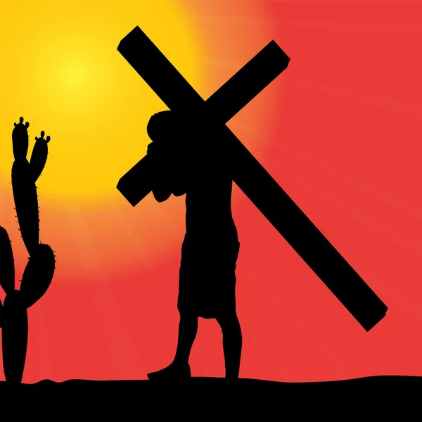 Jezus met het Kruis. — Stockvector