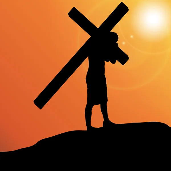 Jezus met het Kruis. — Stockvector