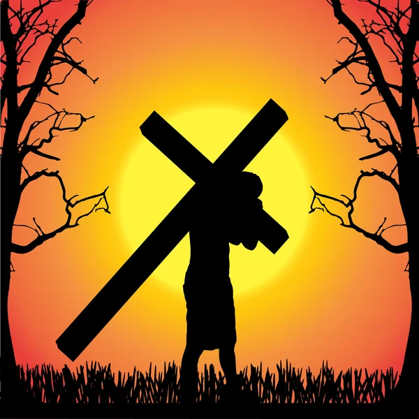 Jesus with the cross. — Stock Vector