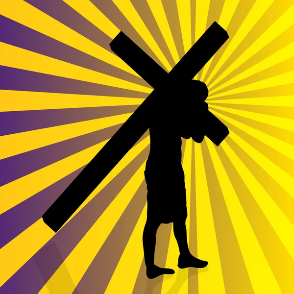 Jesus com a cruz . — Vetor de Stock