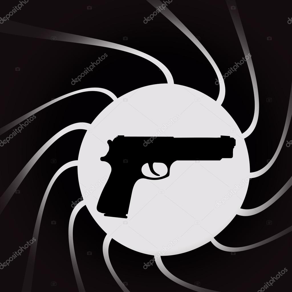 Vector illustration of weapons on the black background.
