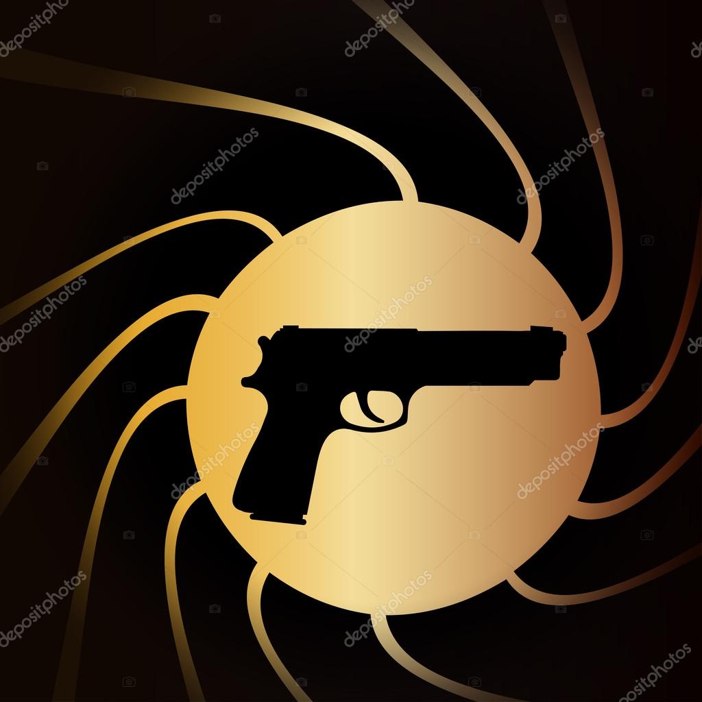 Vector illustration of weapons on the black background.