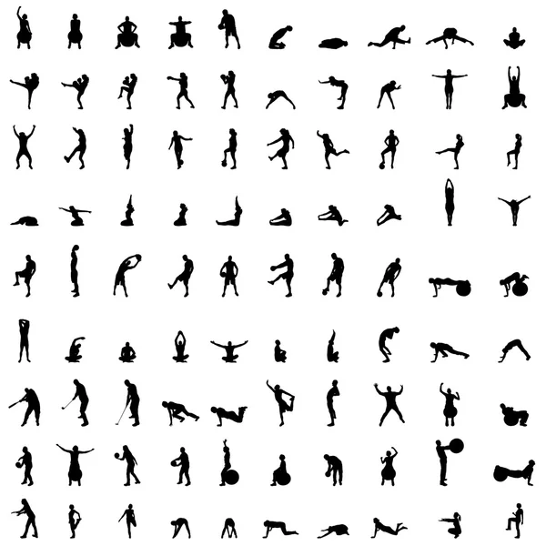 Silhouettes de sportifs — Image vectorielle