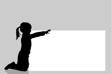 Kurulu bir kızla silüeti