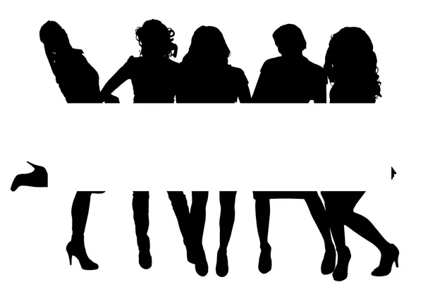 Silhouette delle donne con bordo — Vettoriale Stock