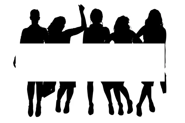 Silhouet van vrouwen met bord — Stockvector