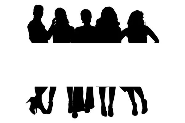 Silhouette de femmes avec conseil d'administration — Image vectorielle