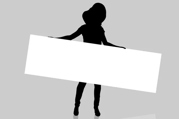 Silhouette einer Frau mit Brett — Stockvektor