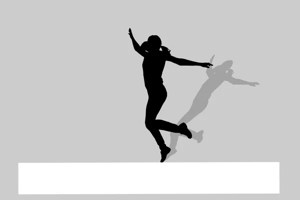 Silhouette d'une femme avec planche — Image vectorielle