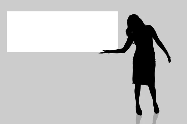 Silhouet van een vrouw met bord — Stockvector
