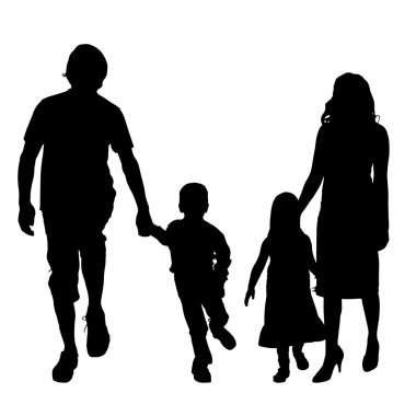 Siyah bir aile silüeti