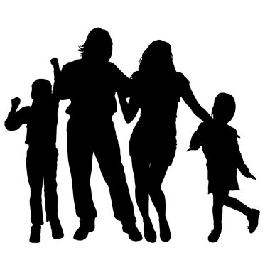 Siyah bir aile silüeti