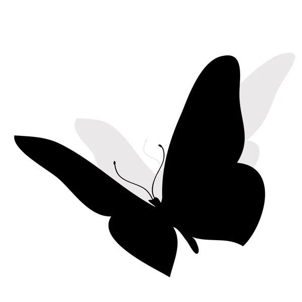 Schwarze Silhouette eines Schmetterlings. — Stockvektor