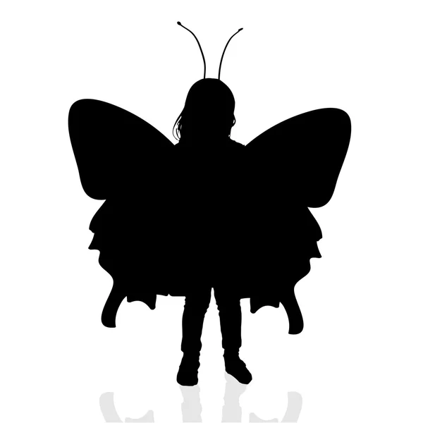 Silueta de una chica como mariposa . — Vector de stock